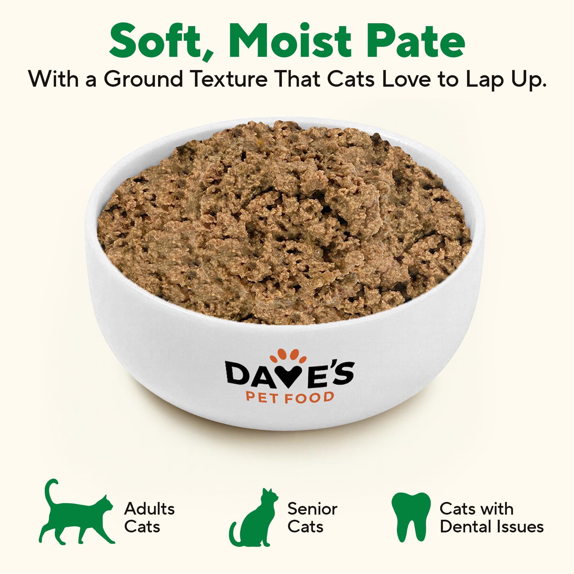 Dave's Pet Food chicken pate closeup showing smooth texture cats enjoy