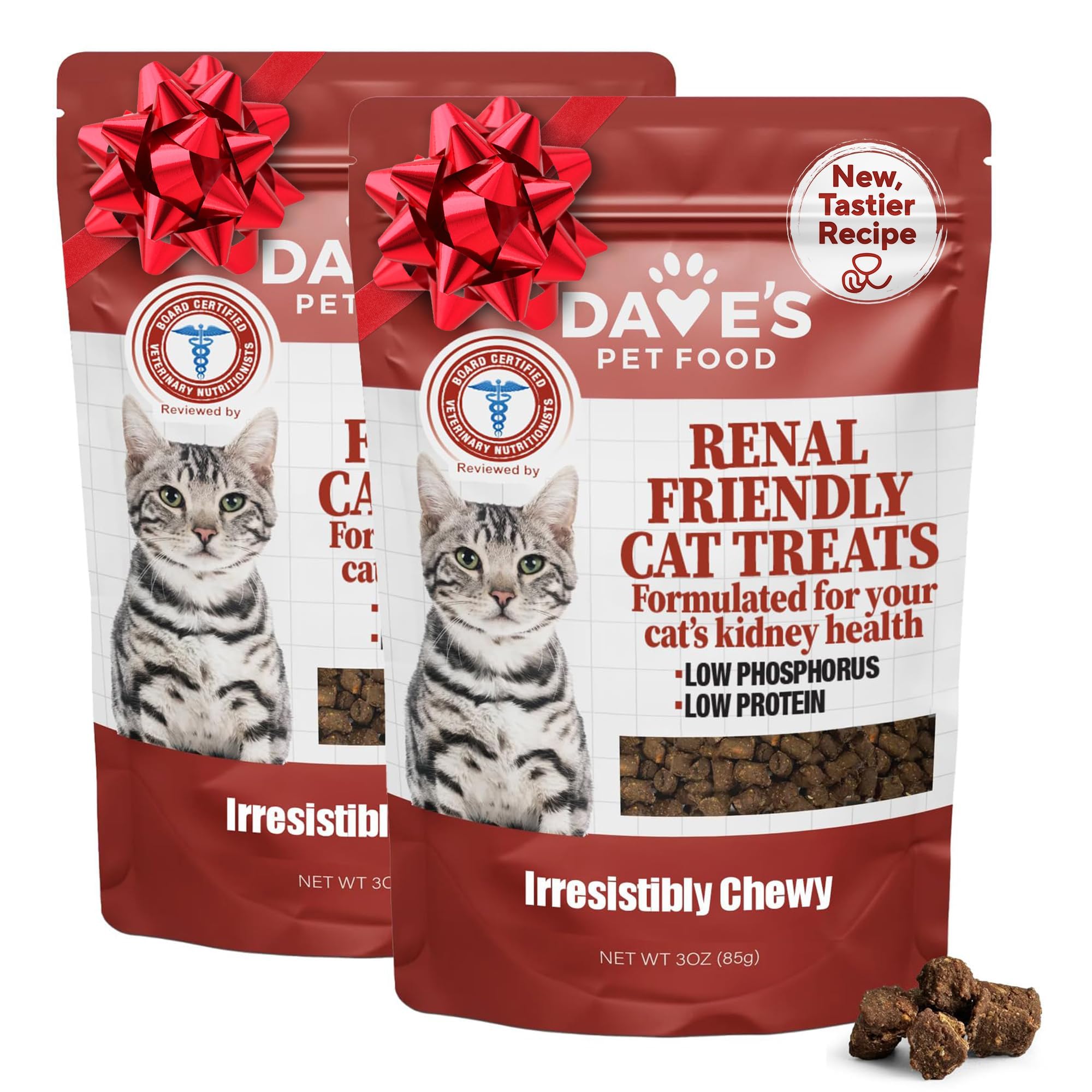 Dave's Pet Food Renal cat treats bag front highlighting kidney-support formulation