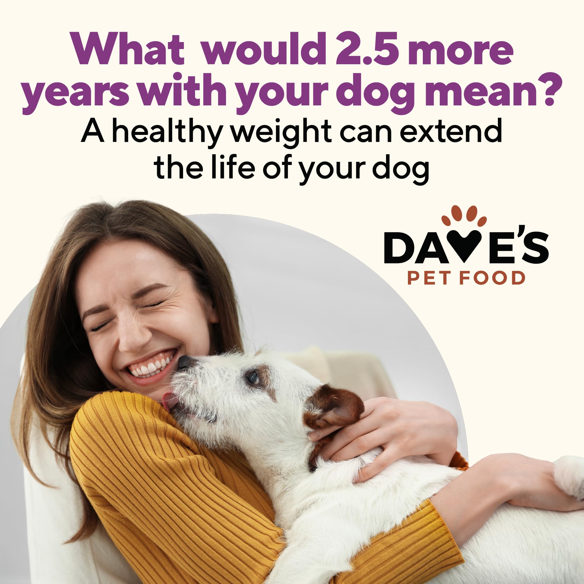 Dave's Pet Food Weight Management bowl shows a savory, wet meal dogs may enjoy.