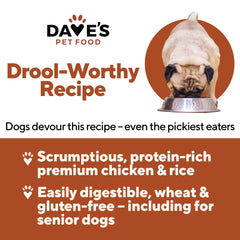 Dave's Pet Food wet canned dog food chicken rice can open reveals savory aroma.