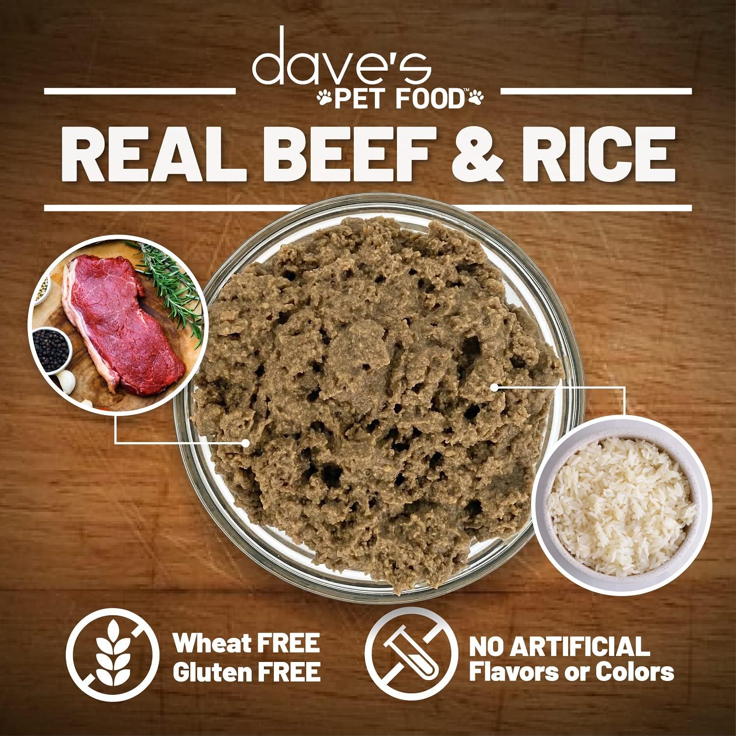Dave's Pet Food gluten-free formula label highlights wheat-free nourishment
