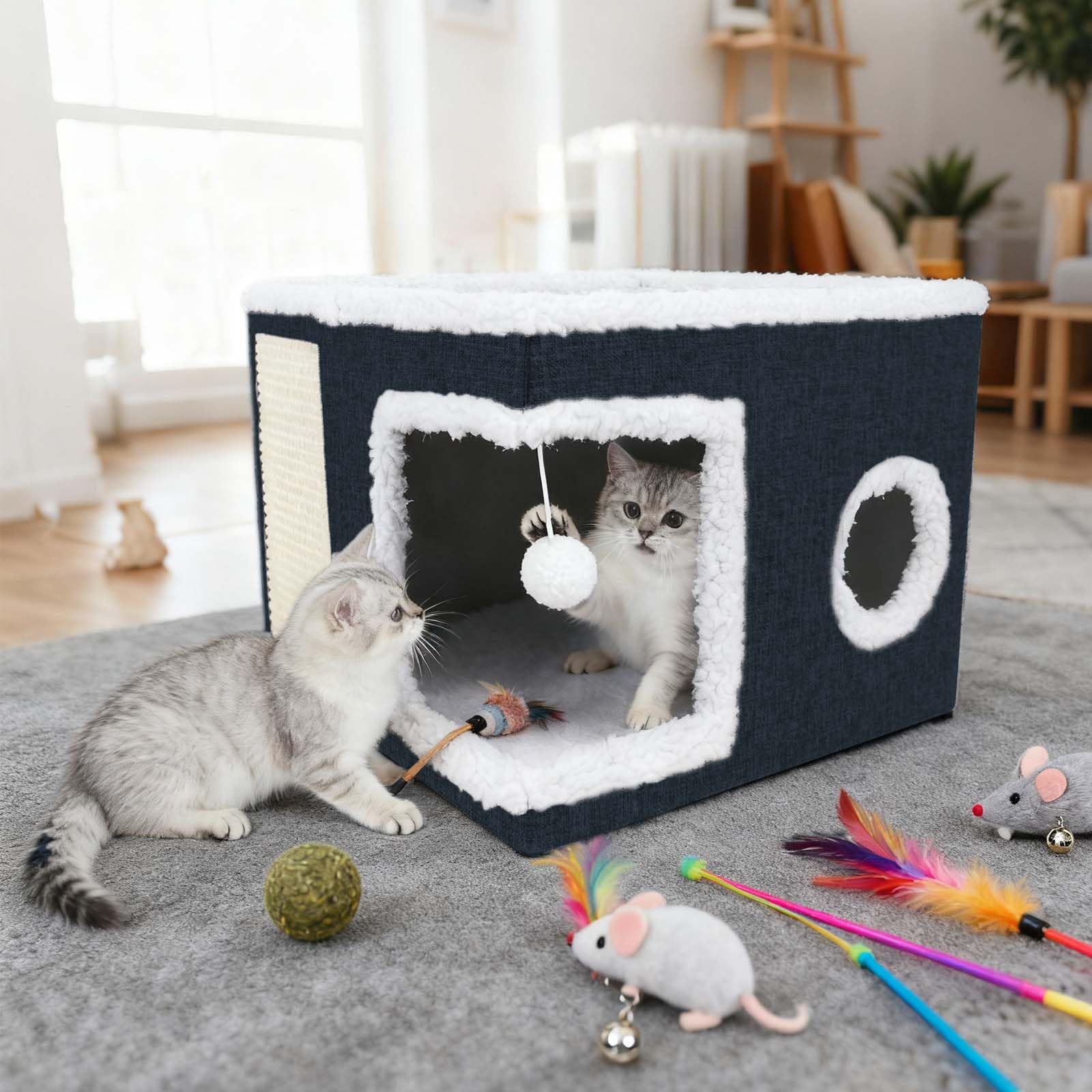 Dayacoco cat bed foldable frame setup shows quick tool-free assembly.