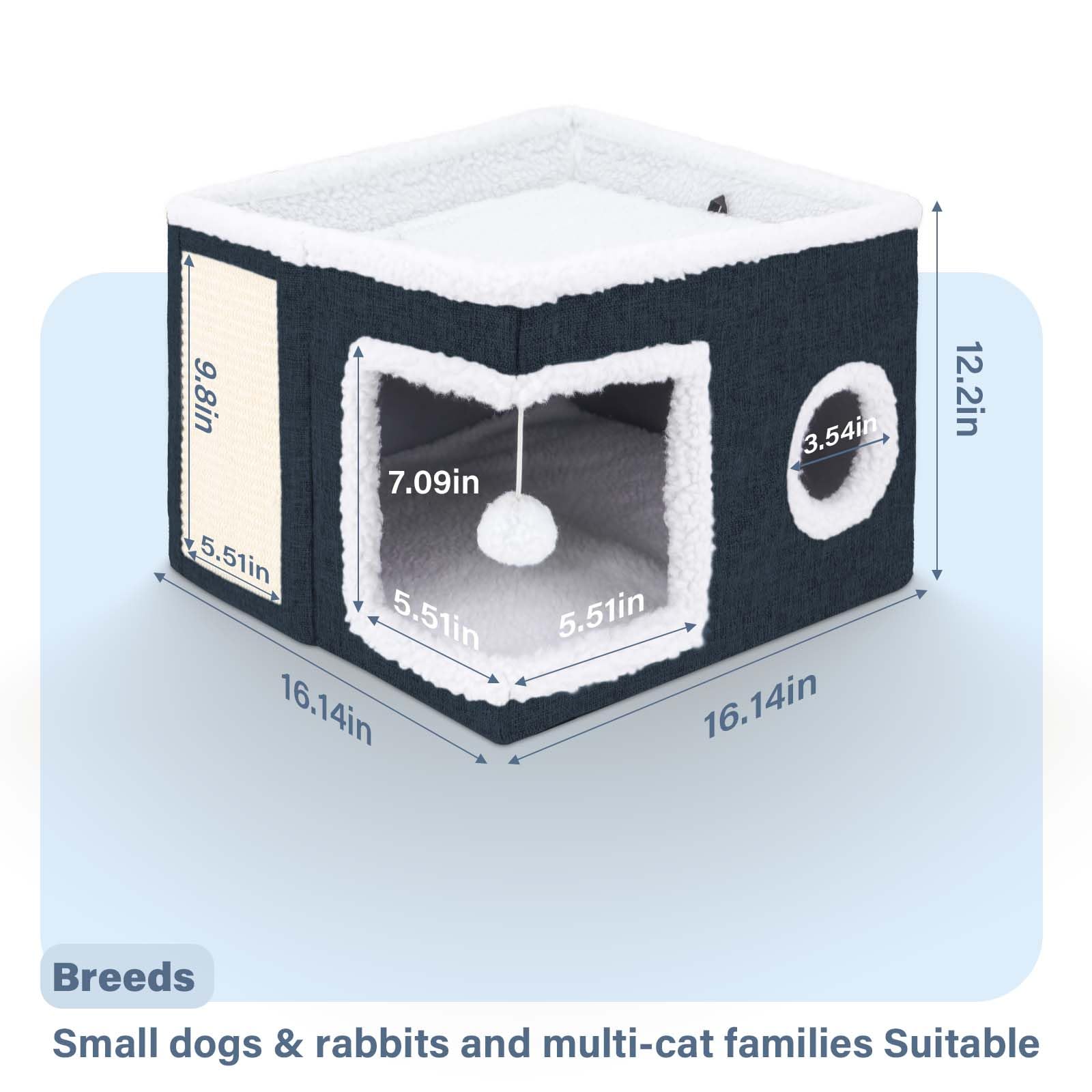 Dayacoco cat bed cave open entrance demonstrates two-level play and relaxation.