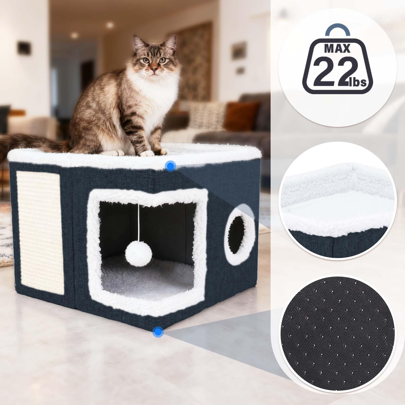 Dayacoco cat bed with sisal scratching pad supports claws and furniture protection.