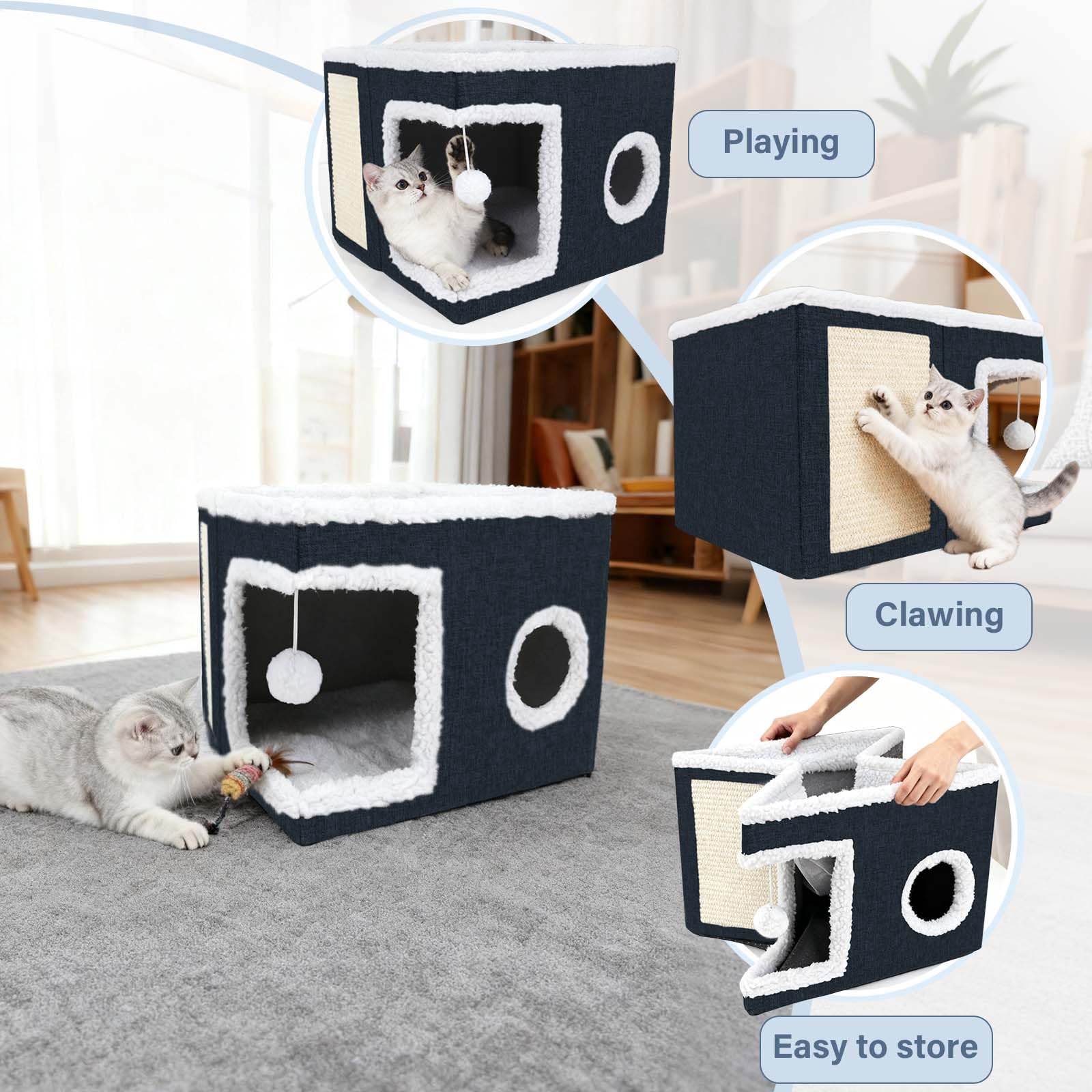 Dayacoco cat bed top platform offers a lookout perch for curious cats.