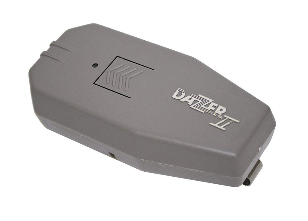 Dazzer Dog Dazer II handheld deterrent, front view, helps keep dogs at a safe distance.