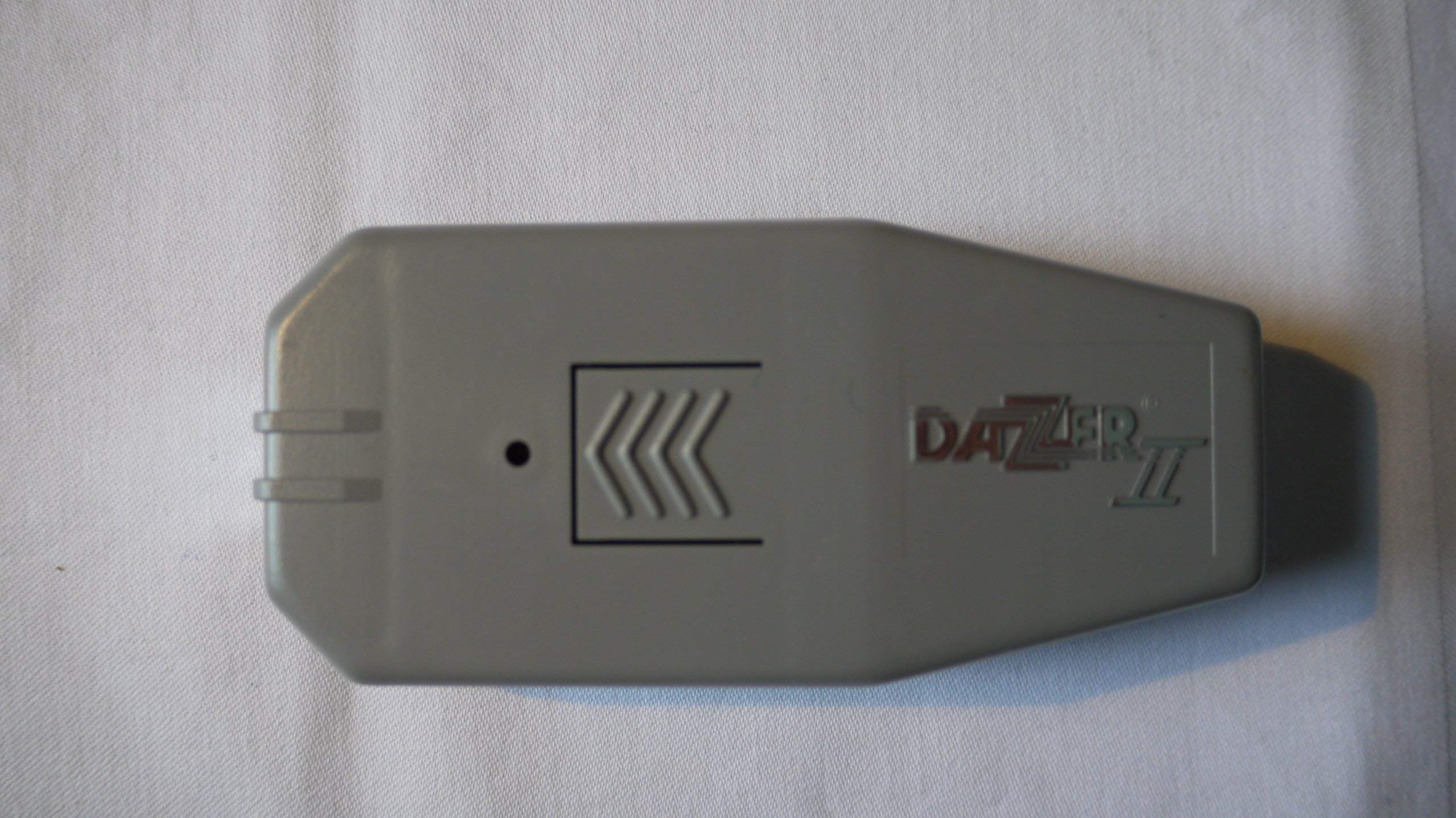 Dazzer Dog Dazer II in use with a nearby dog indicating close-range deterrence.