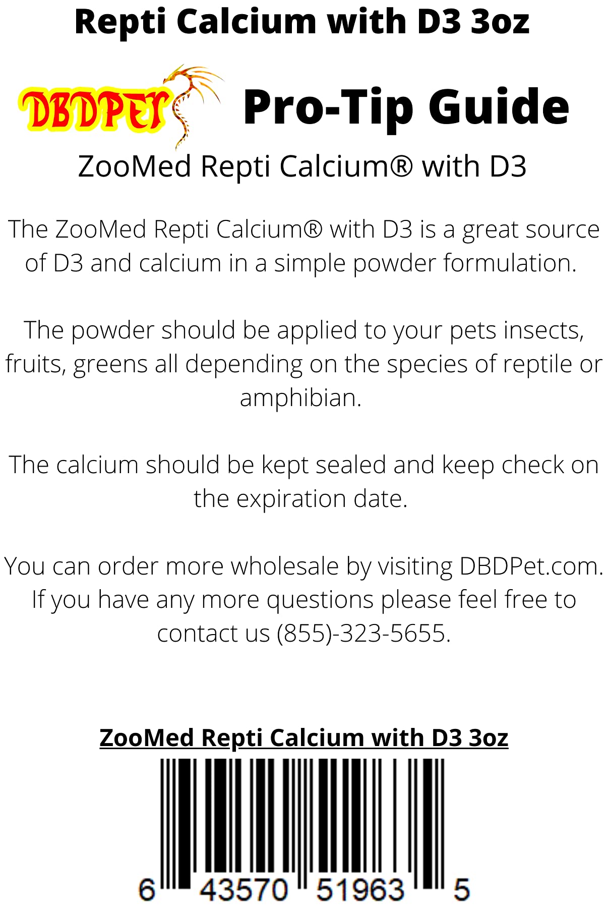 DBDPet Repti Calcium with D3 granules close-up showing ultra-fine texture for easier ingestion.