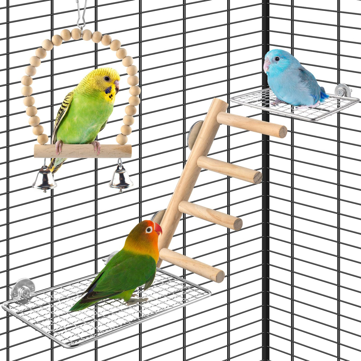 DBNESS bird ladder natural wood for climbing enrichment.