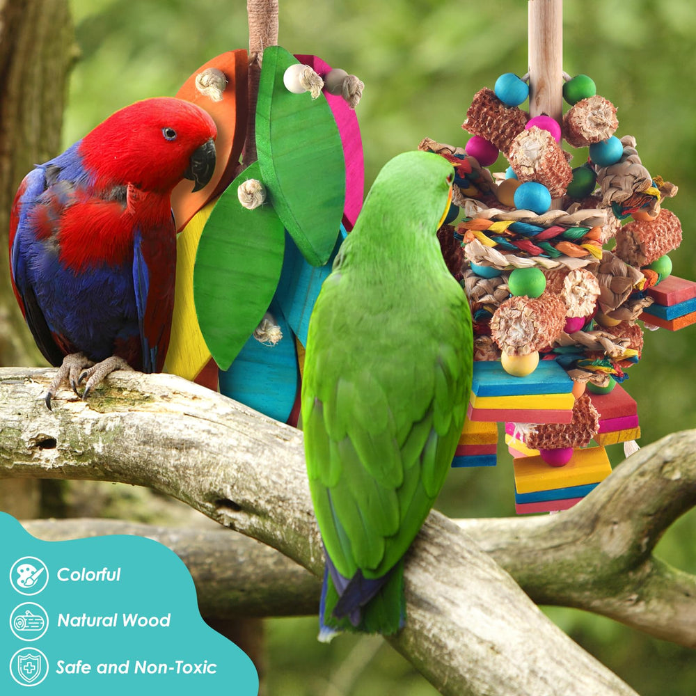DBNESS 2pcs parrot toy set supports mental stimulation during playtime.