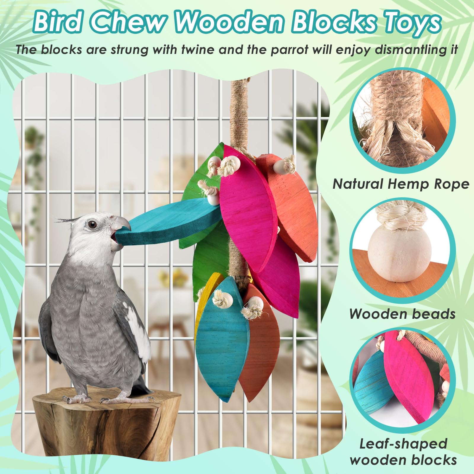 DBNESS hanging cage toy with metal hooks is easy to install and accessible.