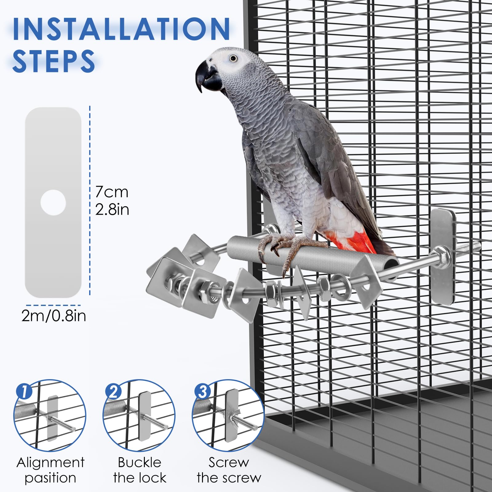 DBNESS rotating metal chew accessories attract attention and aid beak maintenance.