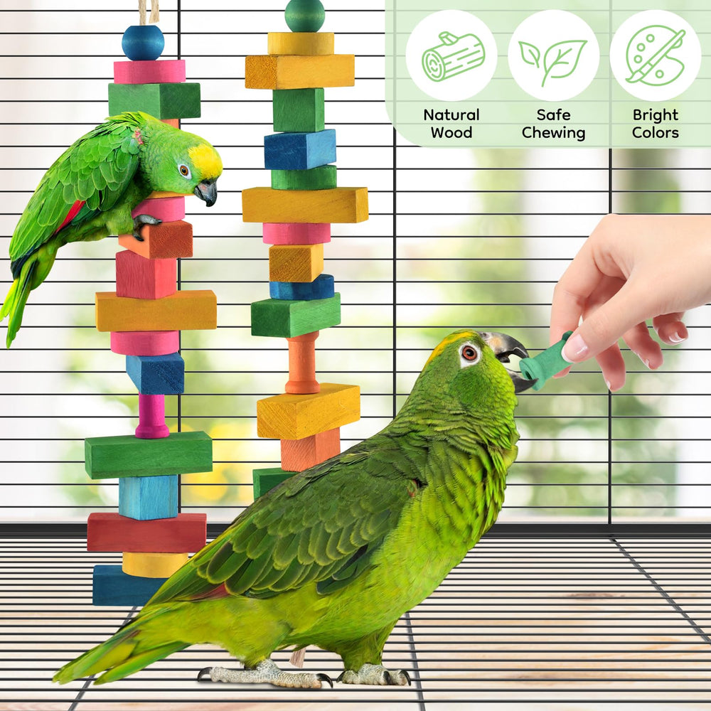 DBNESS 165-piece parrot toy kit highlights varied shapes for chew.