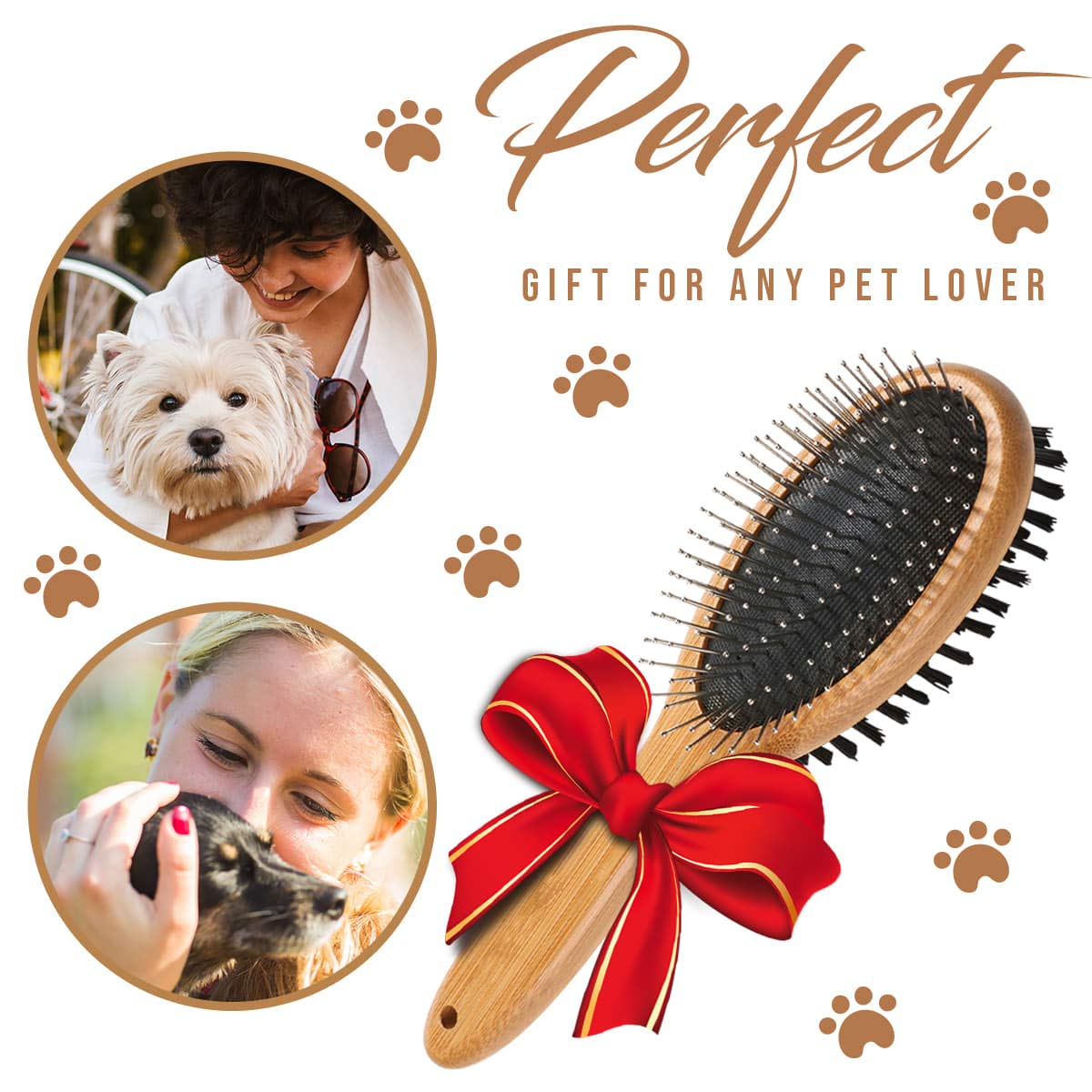 KylePet brush bristle-side cleans fur and detangles gently.