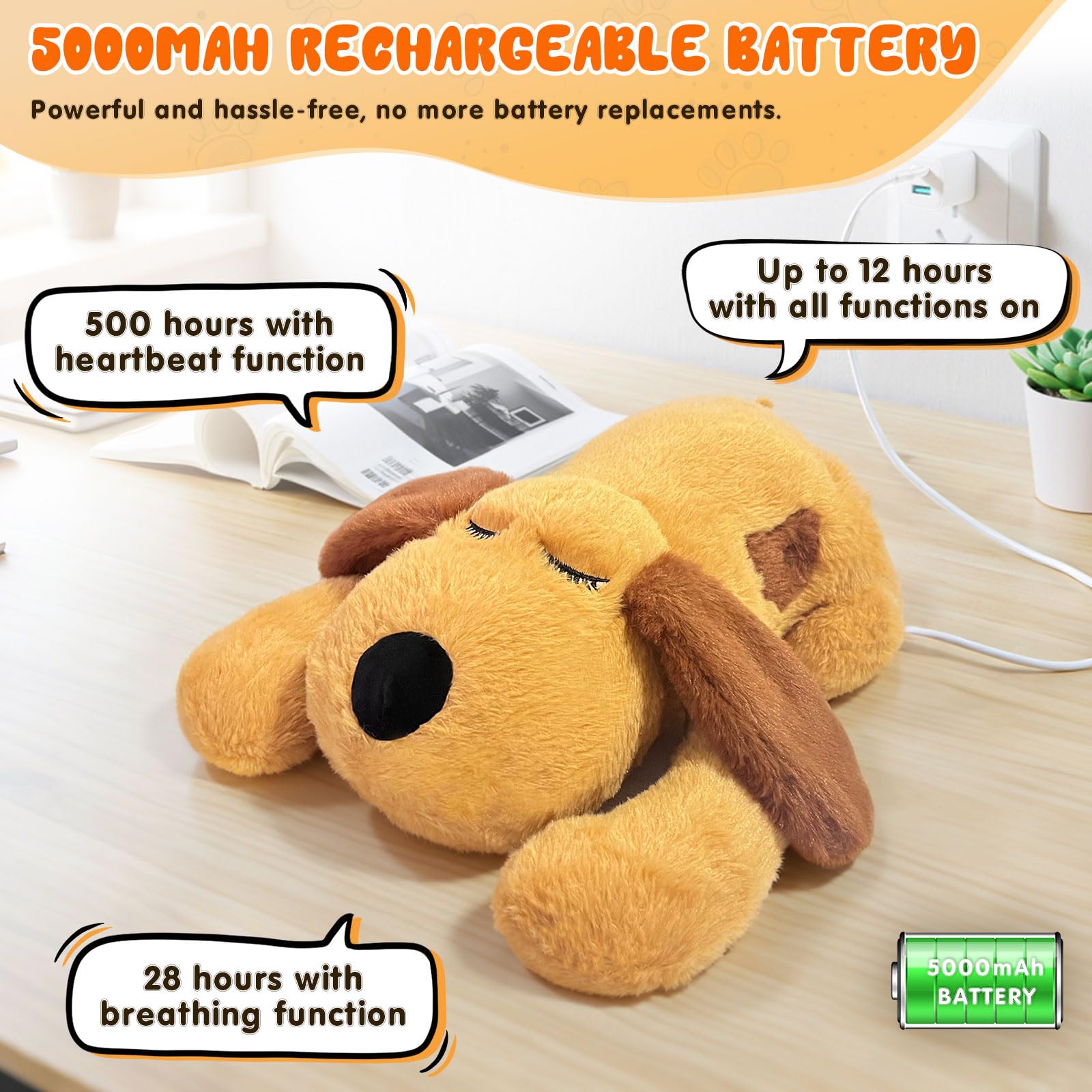 DCIAER 3-in-1 Heartbeat Puppy Toy easy one-touch activation for quick soothing sessions.