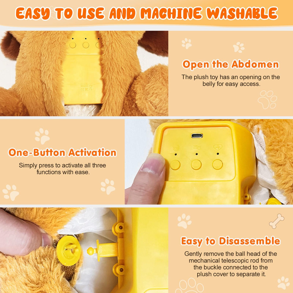 DCIAER 3-in-1 Heartbeat Puppy Toy washable design makes cleanup simple after adventures.