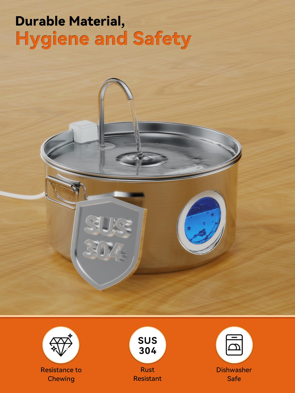 DCIOGAT large-capacity fountain top-down view emphasizing 3.2-gallon reservoir