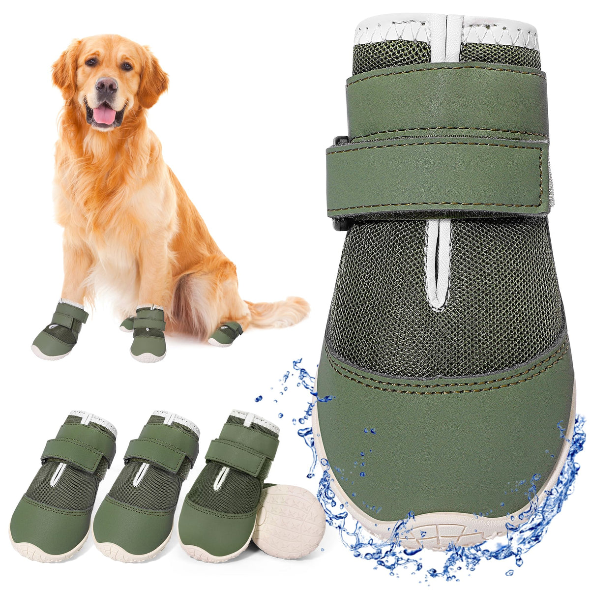 DcOaGt dog shoes XXL front view with secure fit for hot pavement protection.