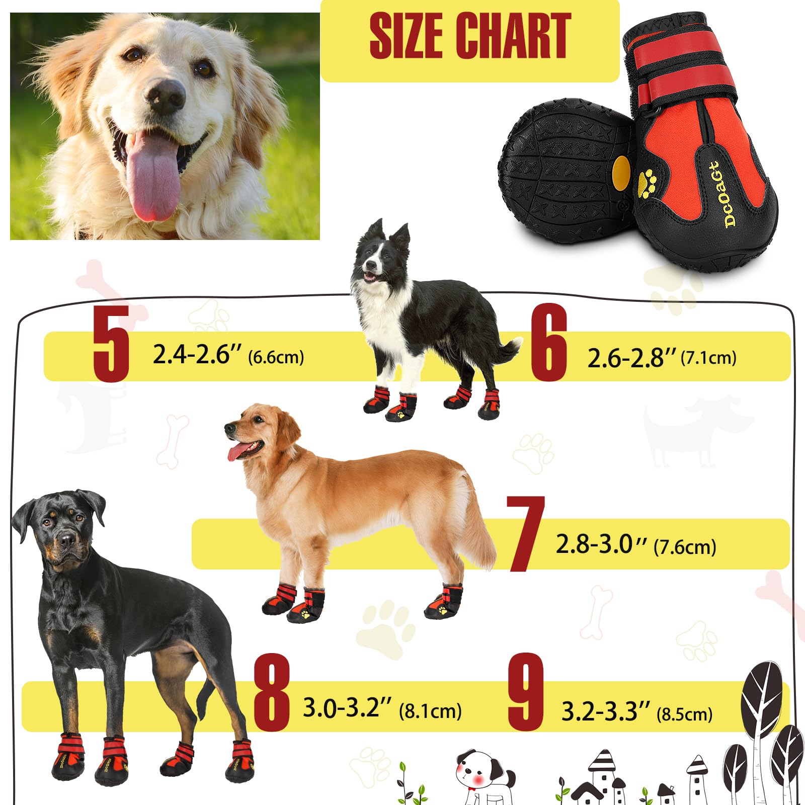 DcOaGt waterproof dog boots with breathable fabric protect paws on hot pavement.