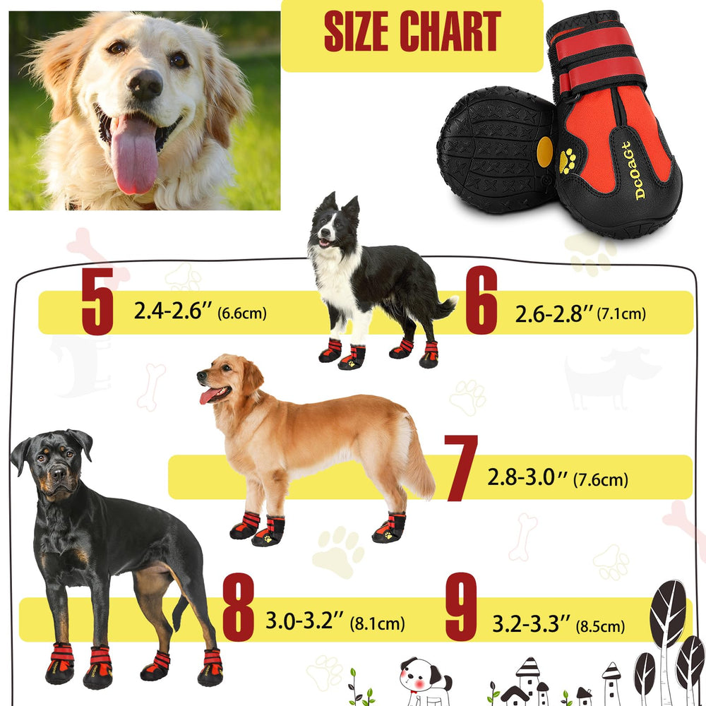 DcOaGt waterproof dog boots with breathable fabric protect paws on hot pavement.