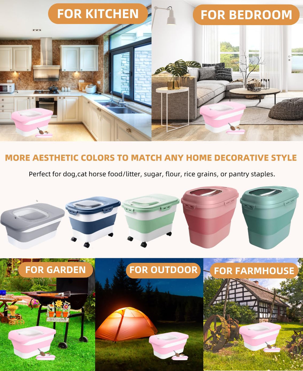 DDMOMMY collapsible container in a kitchen demonstrates space-saving storage.