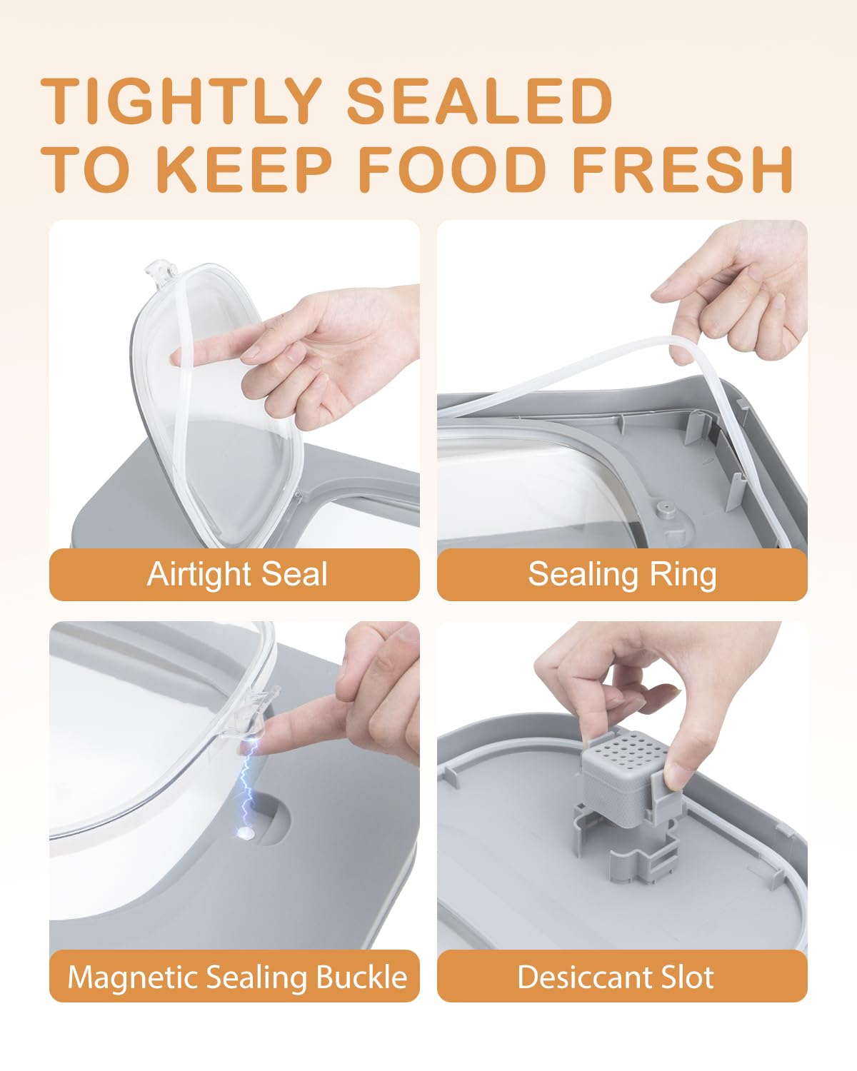 DDMOMMY collapsible pet food bin with double seal protects from moisture.