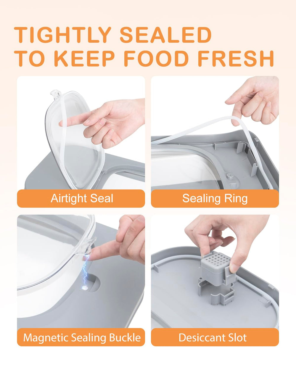 DDMOMMY collapsible pet food bin with double seal protects from moisture.