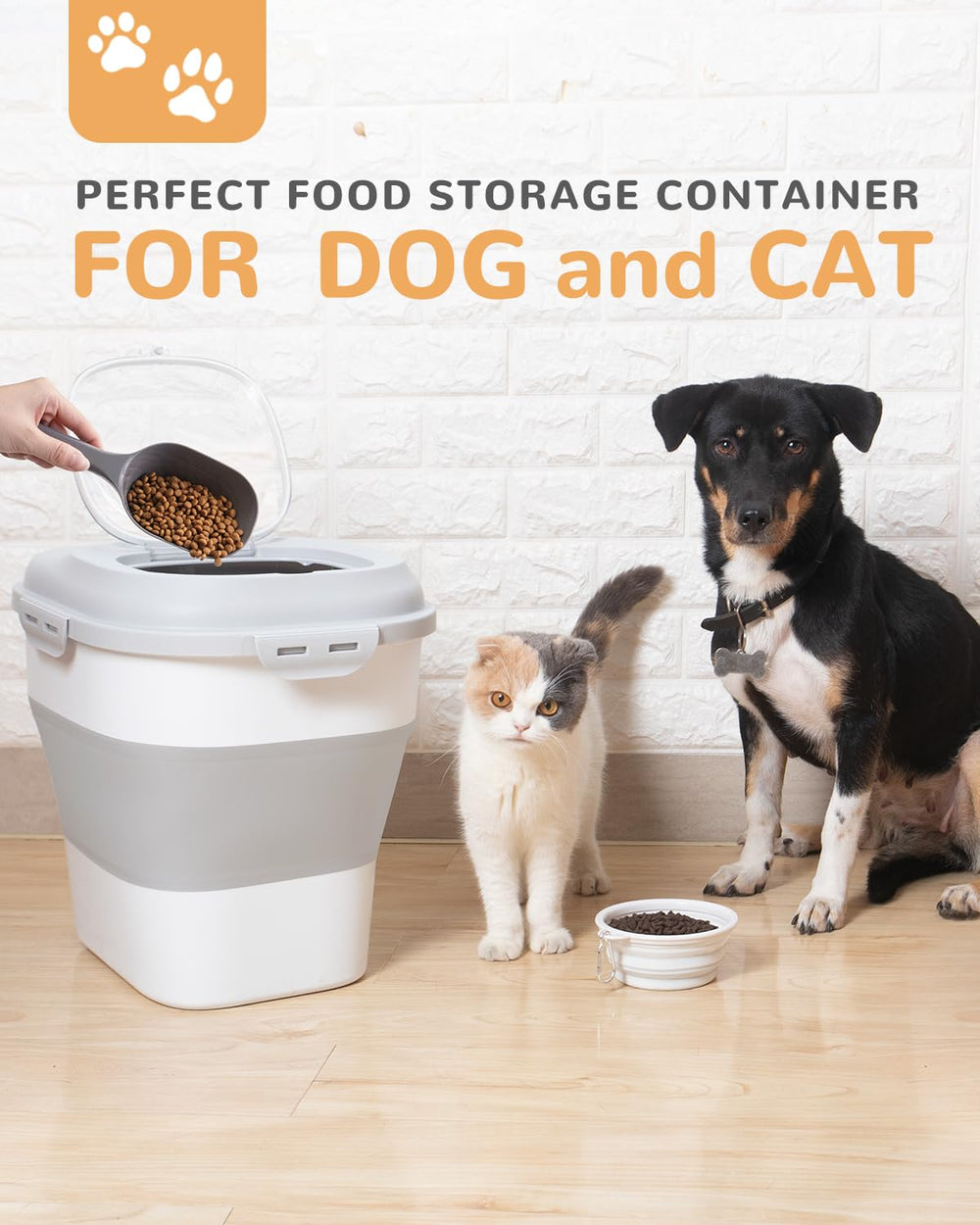 DDMOMMY 35-pound capacity container keeps bulk kibble organized.