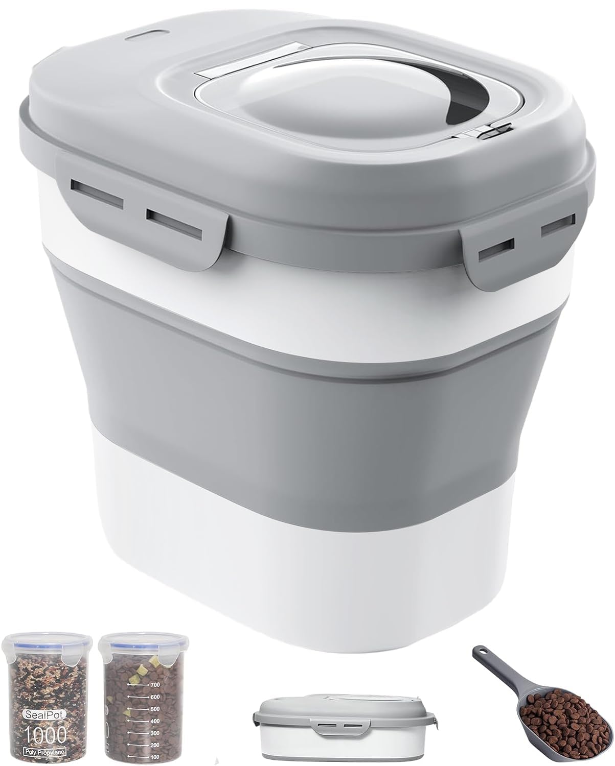 DDMOMMY dog food storage container folded for compact storage.