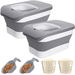 DDMOMMY dog food storage container collapsible with airtight lid keeps kibble fresh.