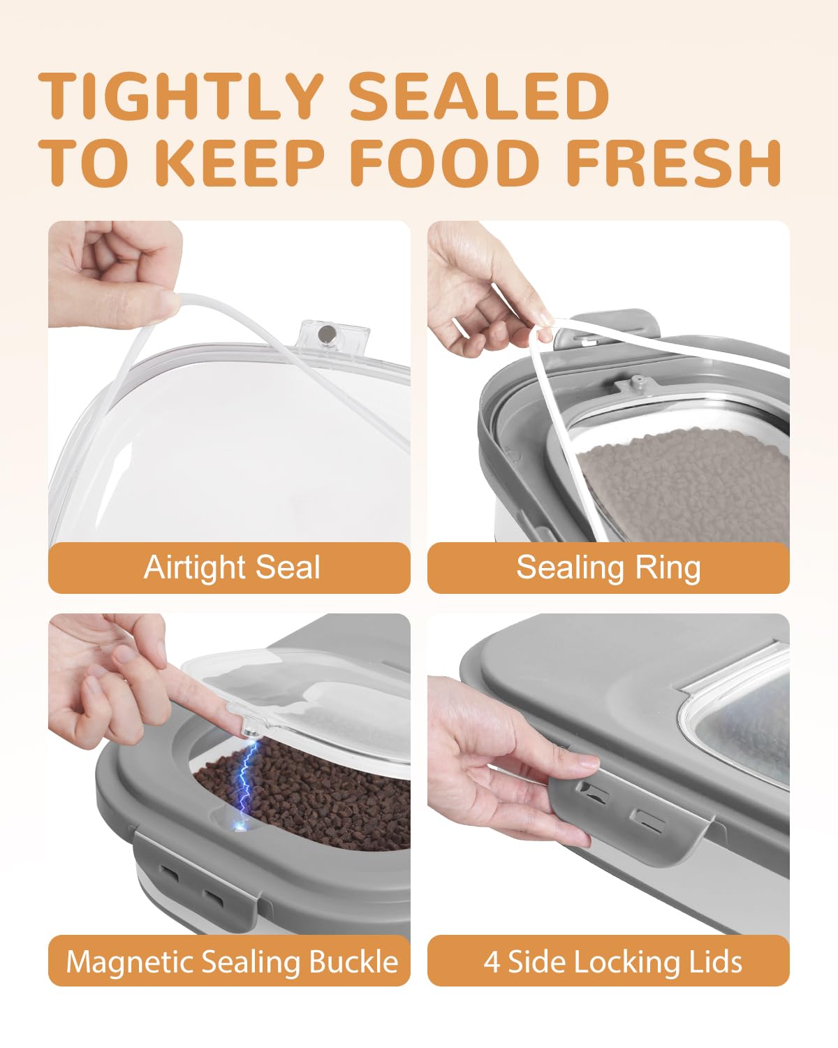 DDMOMMY dog food storage scoop helps portion out meals quickly