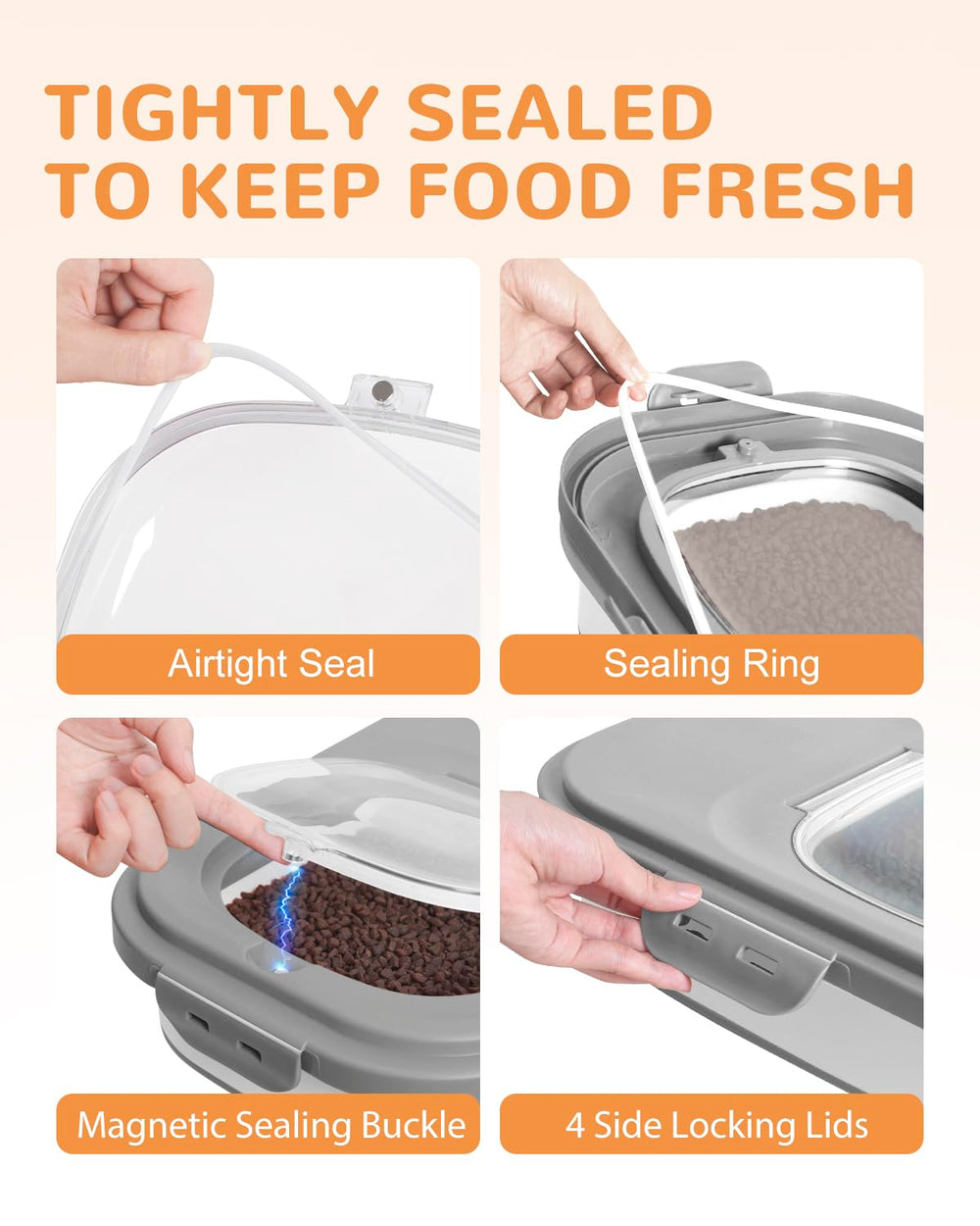 DDMOMMY dog food storage scoop helps portion out meals quickly