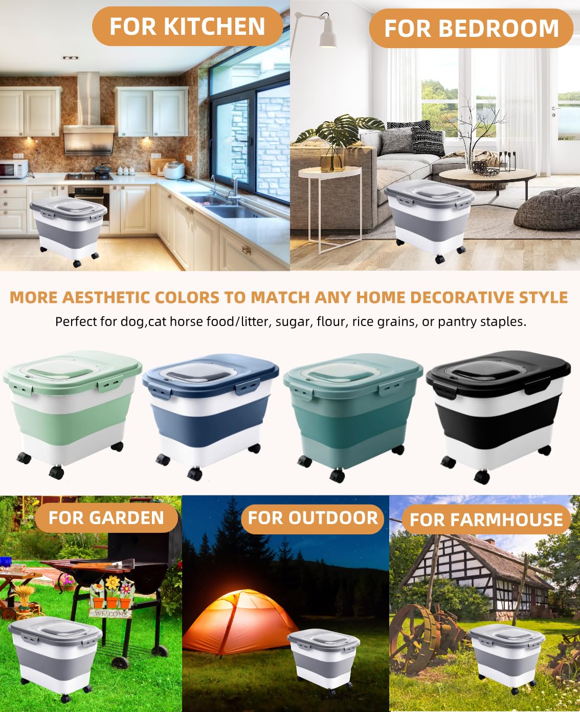 DDMOMMY folded dog food container reduces footprint in cabinets