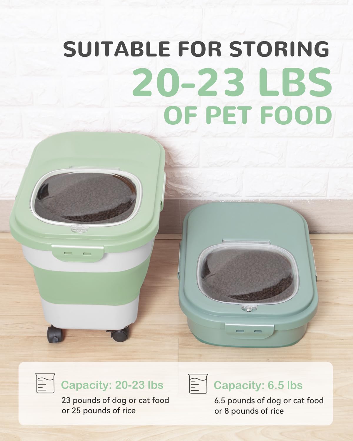 DDMOMMY pet storage 23lbs shows ample capacity for daily dry food.