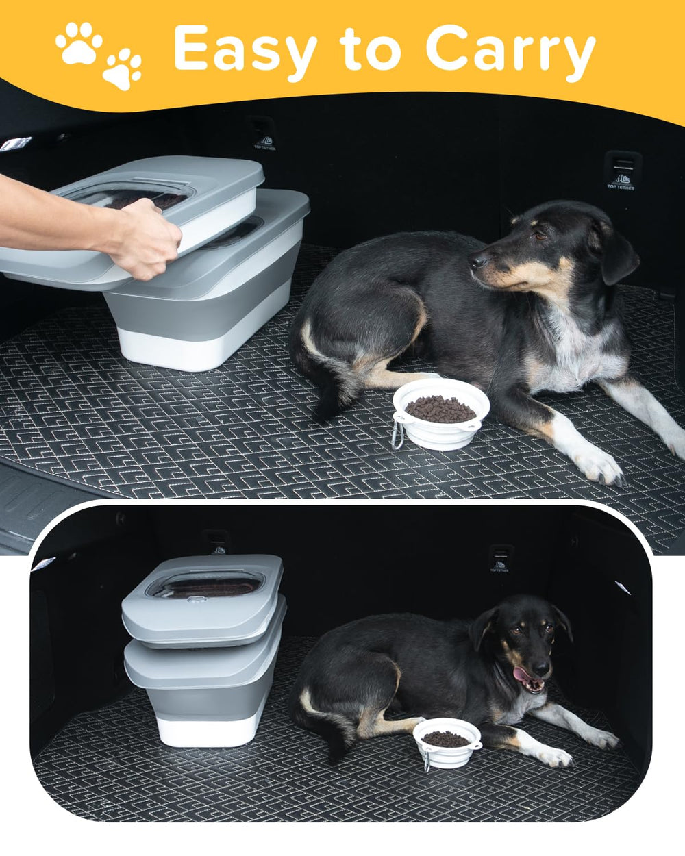 DDMOMMY unfolded dog food container ready to fill with dry food.