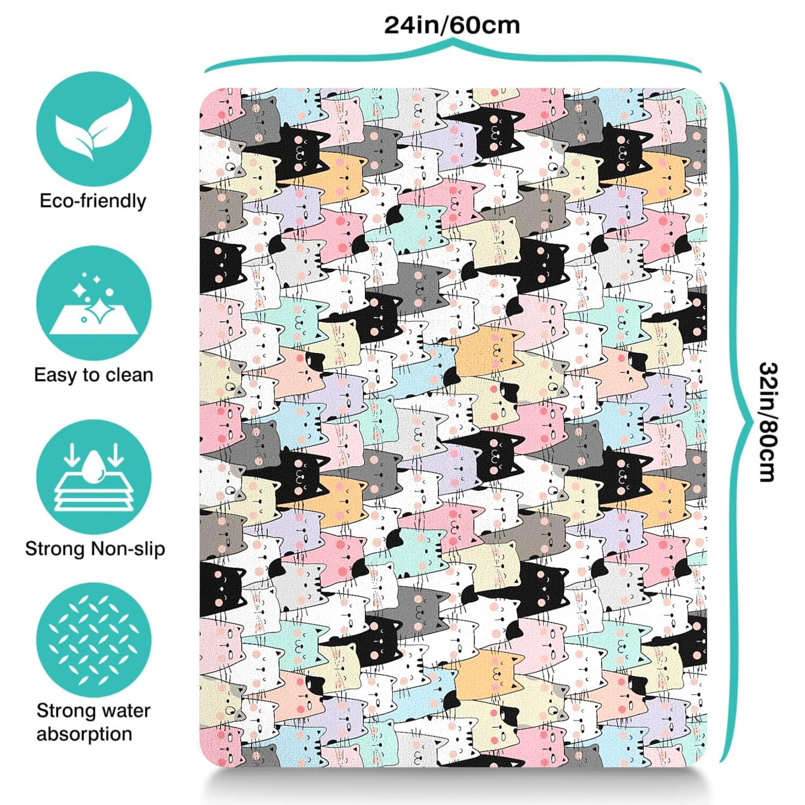 DDPODNQAK 24x16 inch mat provides ample space for multiple bowls.
