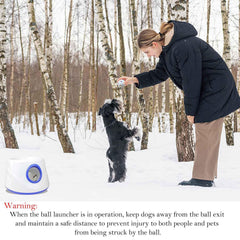 DDQ automatic dog ball launcher side view showing compact footprint