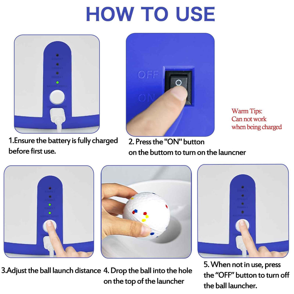 DDQ ball launcher USB recharge port showing battery-free charging