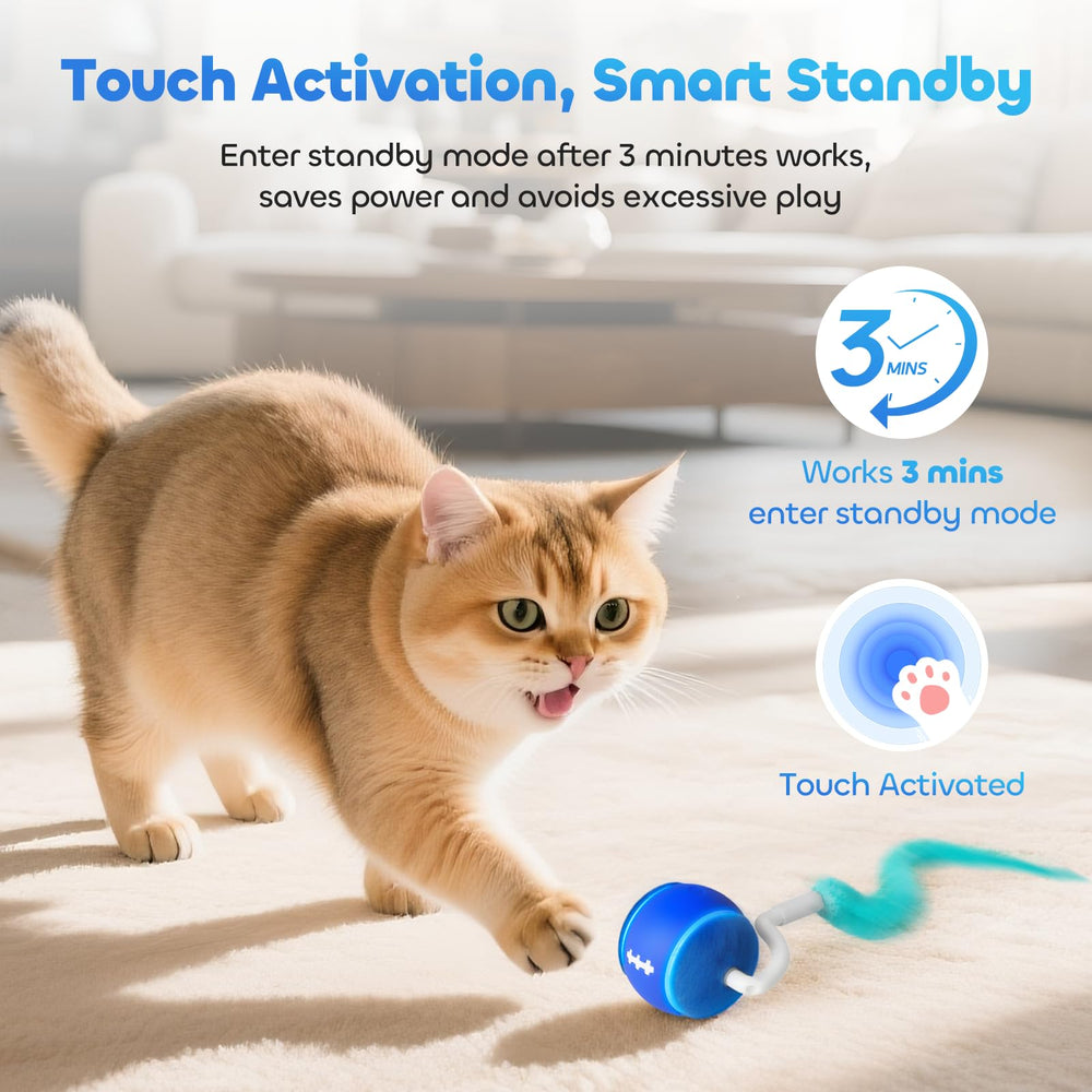ddxcoo automatic cat toy ball pink interactive mode activated by touch