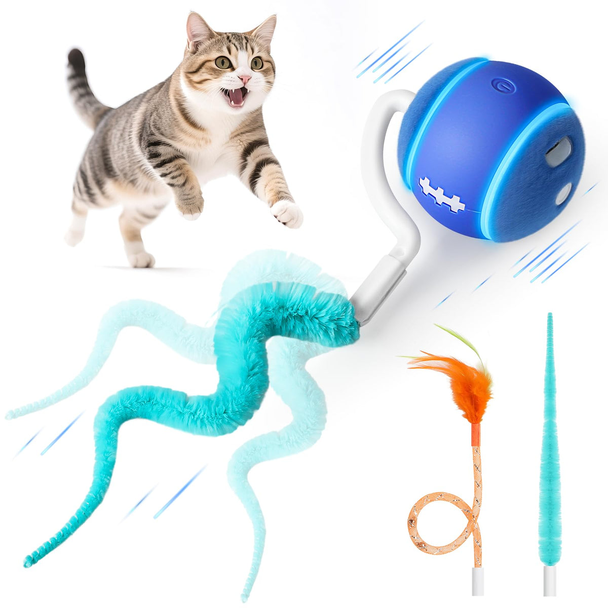 ddxcoo automatic cat toy ball plush shell for quiet indoor play