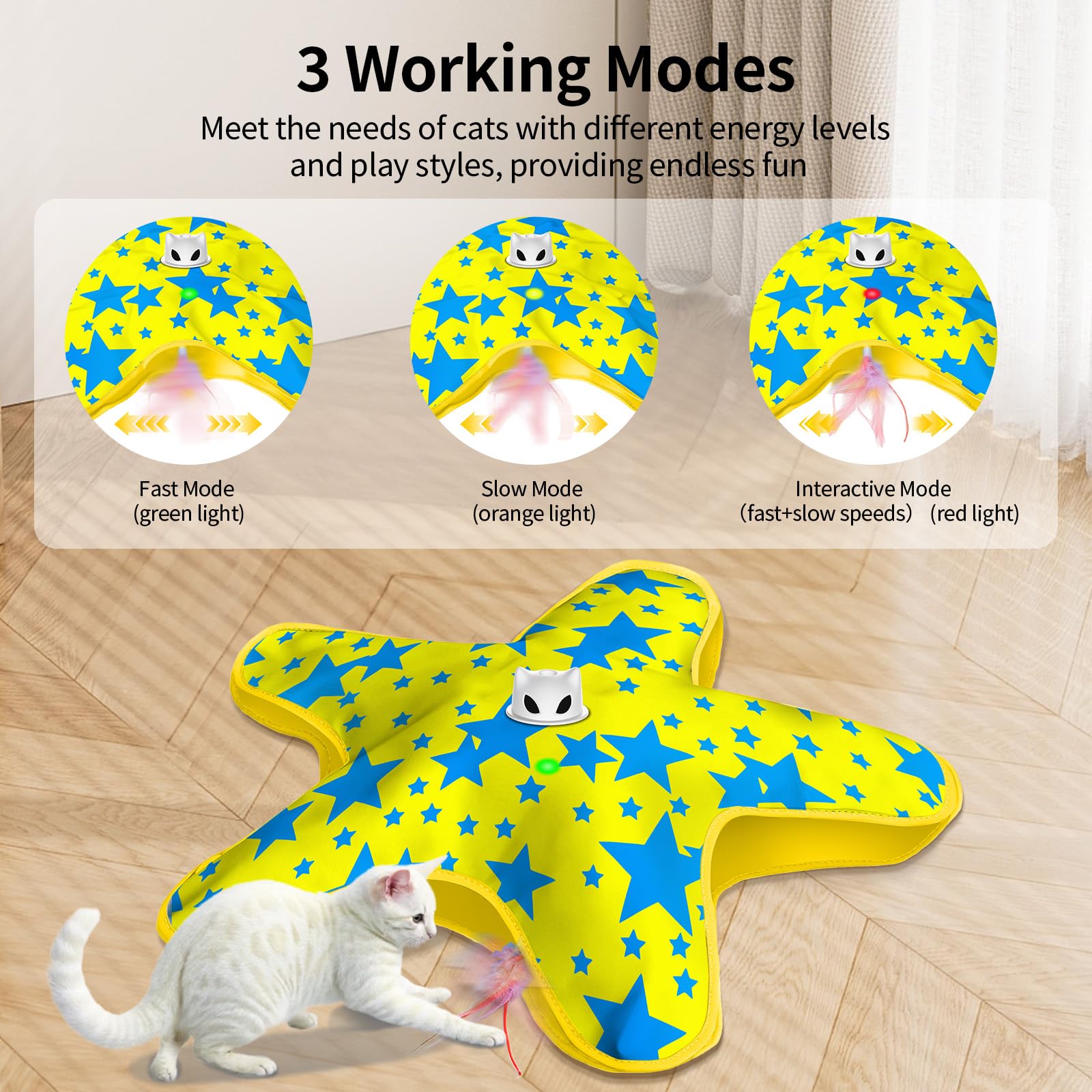 ddxcoo indoor cat toy with suction base anchored to the floor for stability.