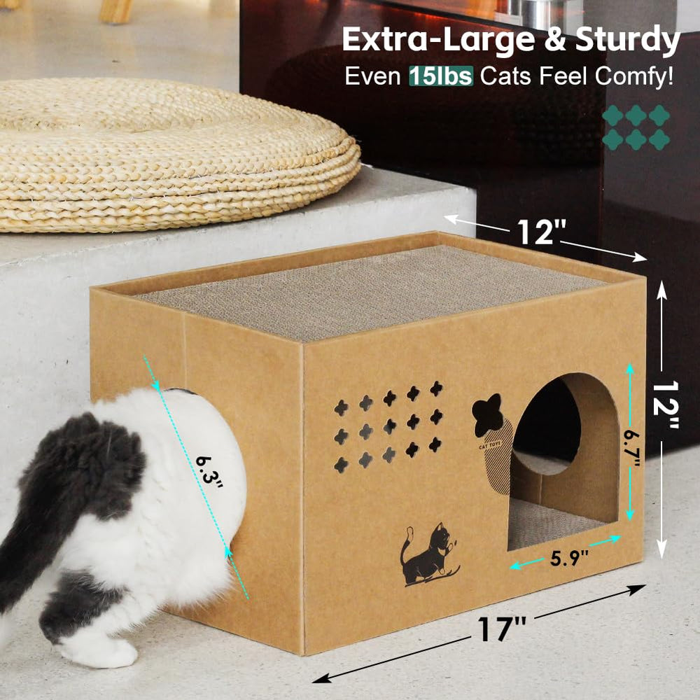 Cat scratching pads inside the Deamoser condo encourage healthy scratching.
