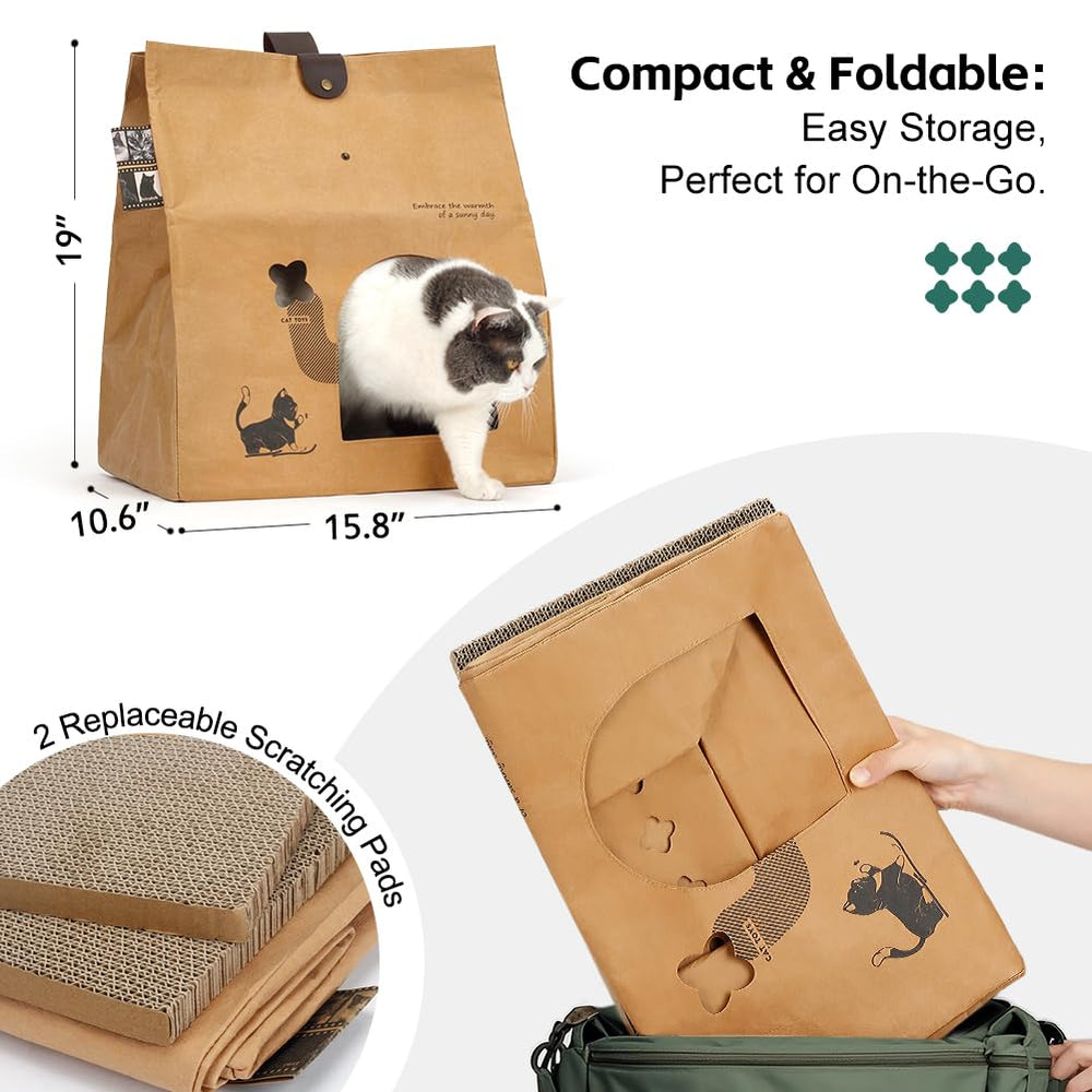 Deamoser foldable cat house design, easy to carry and store when not in use