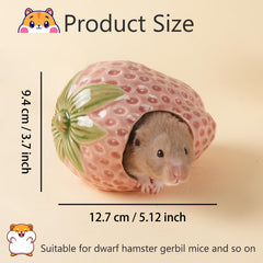 Deapeey strawberry hamster house adds cute decor and cozy hiding spot.