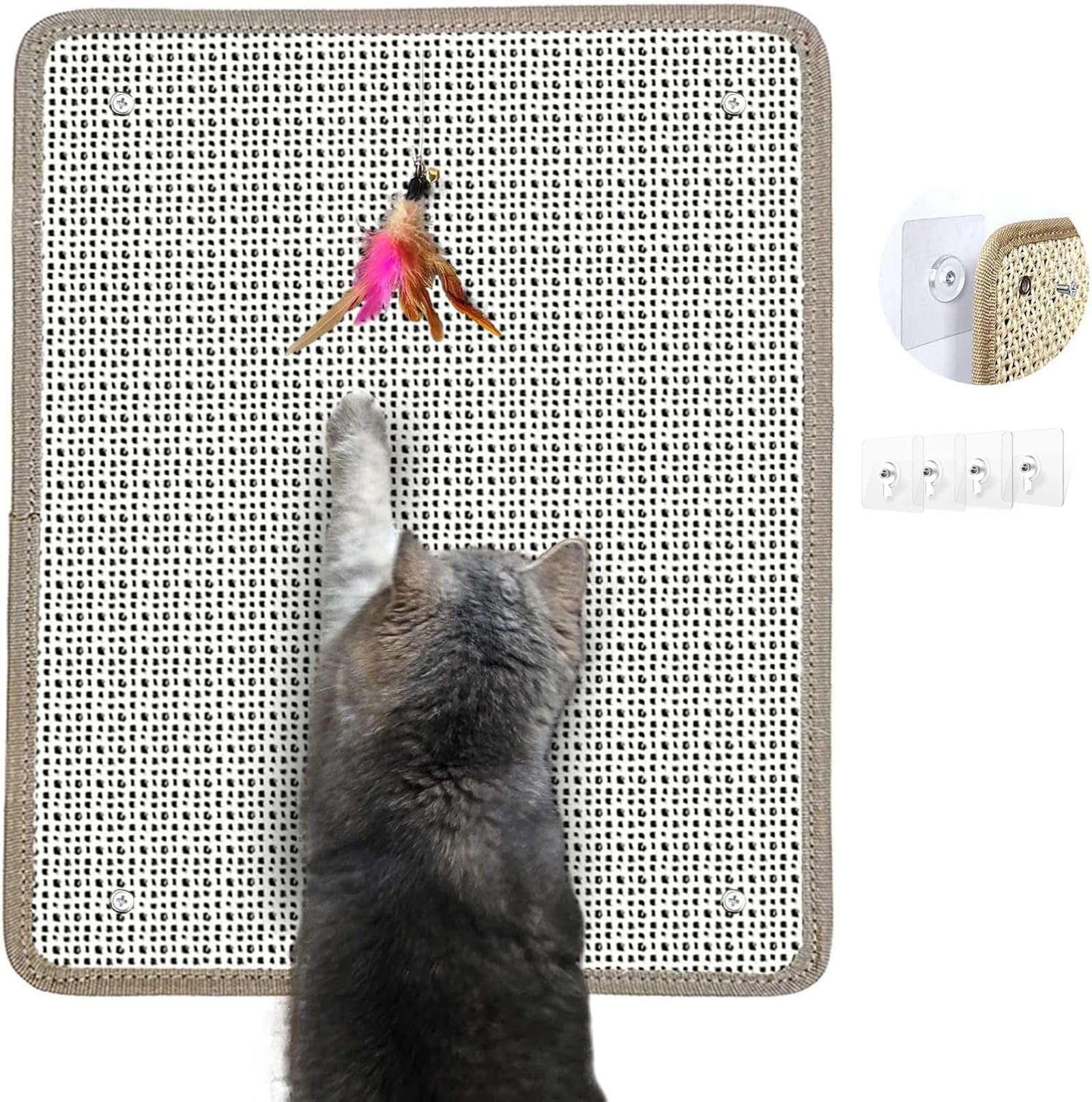 Deapher cat nail file scratcher front view demonstrates dual-action nail filing for playful grooming.