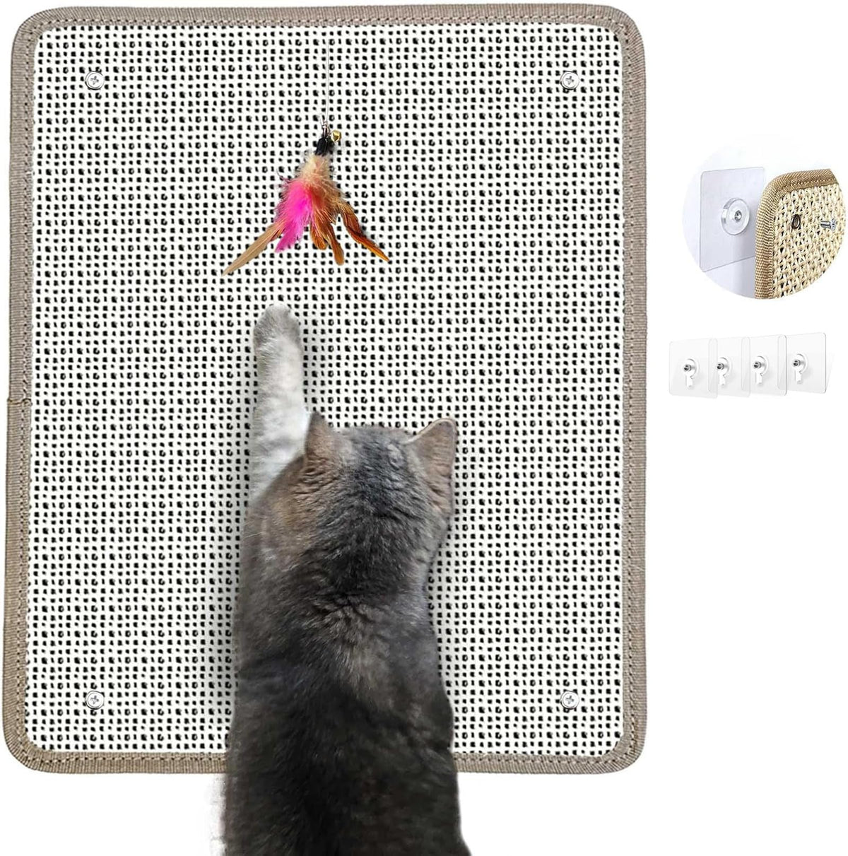 Deapher cat nail file scratcher front view demonstrates dual-action nail filing for playful grooming.