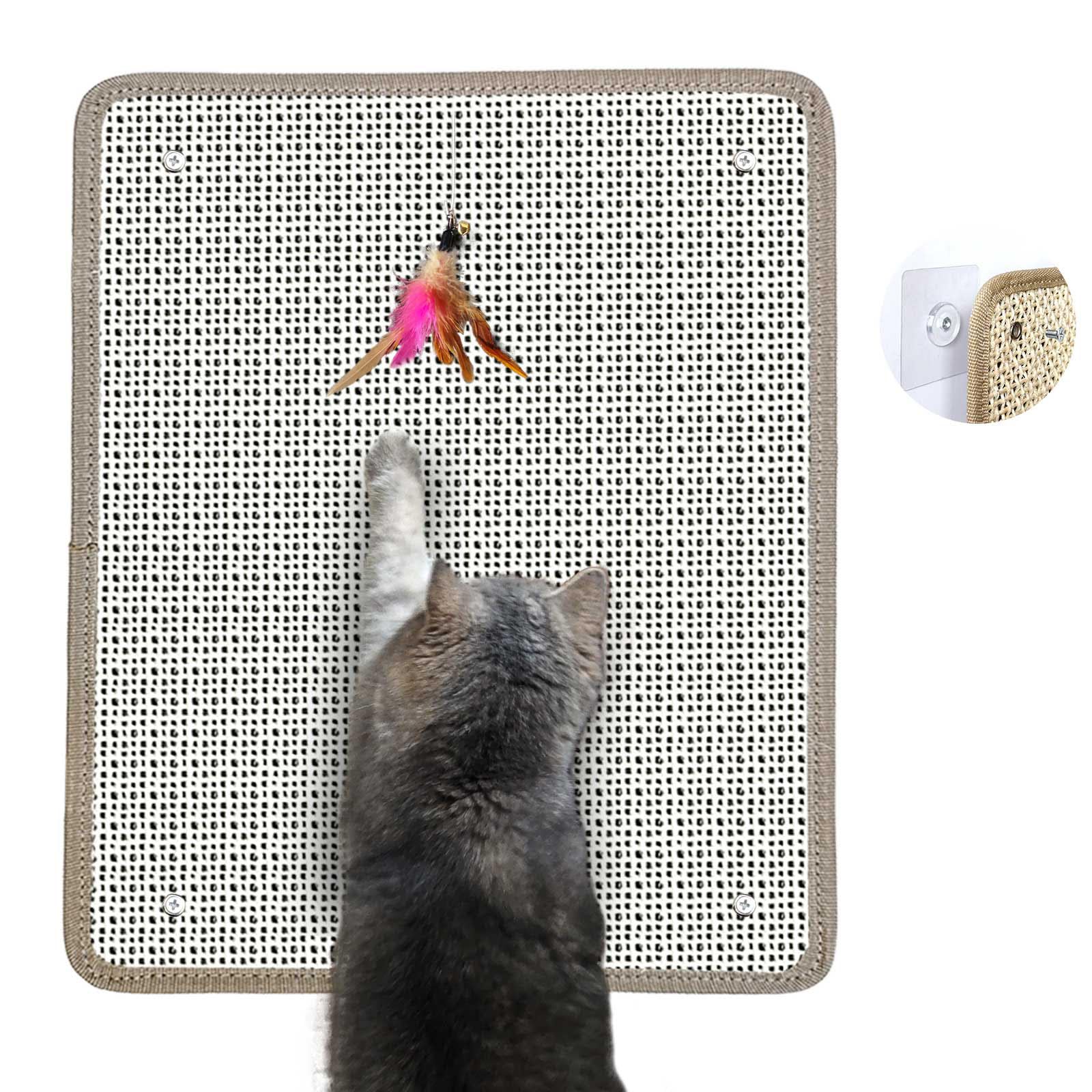 Deapher cat nail file scratcher top view showcases durable sisal mat for safe nail filing.