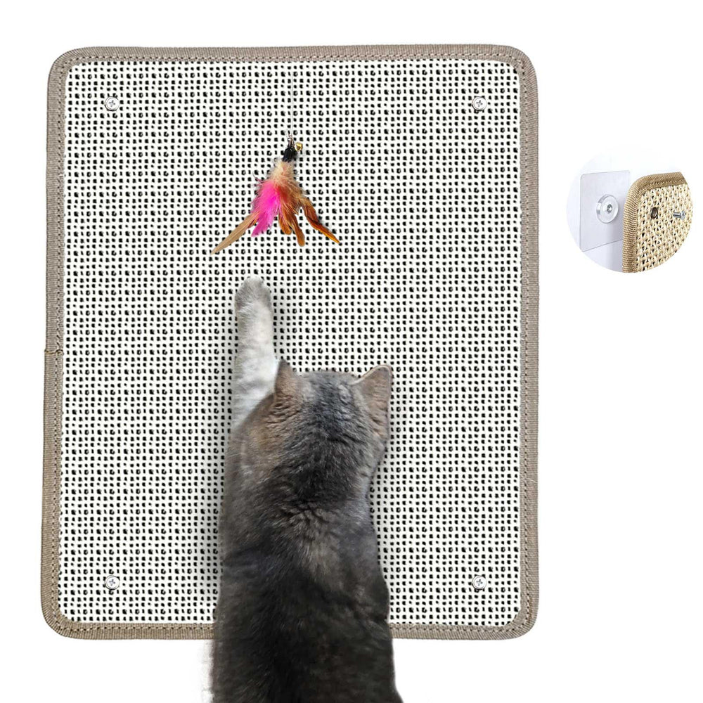 Deapher cat nail file scratcher top view showcases durable sisal mat for safe nail filing.