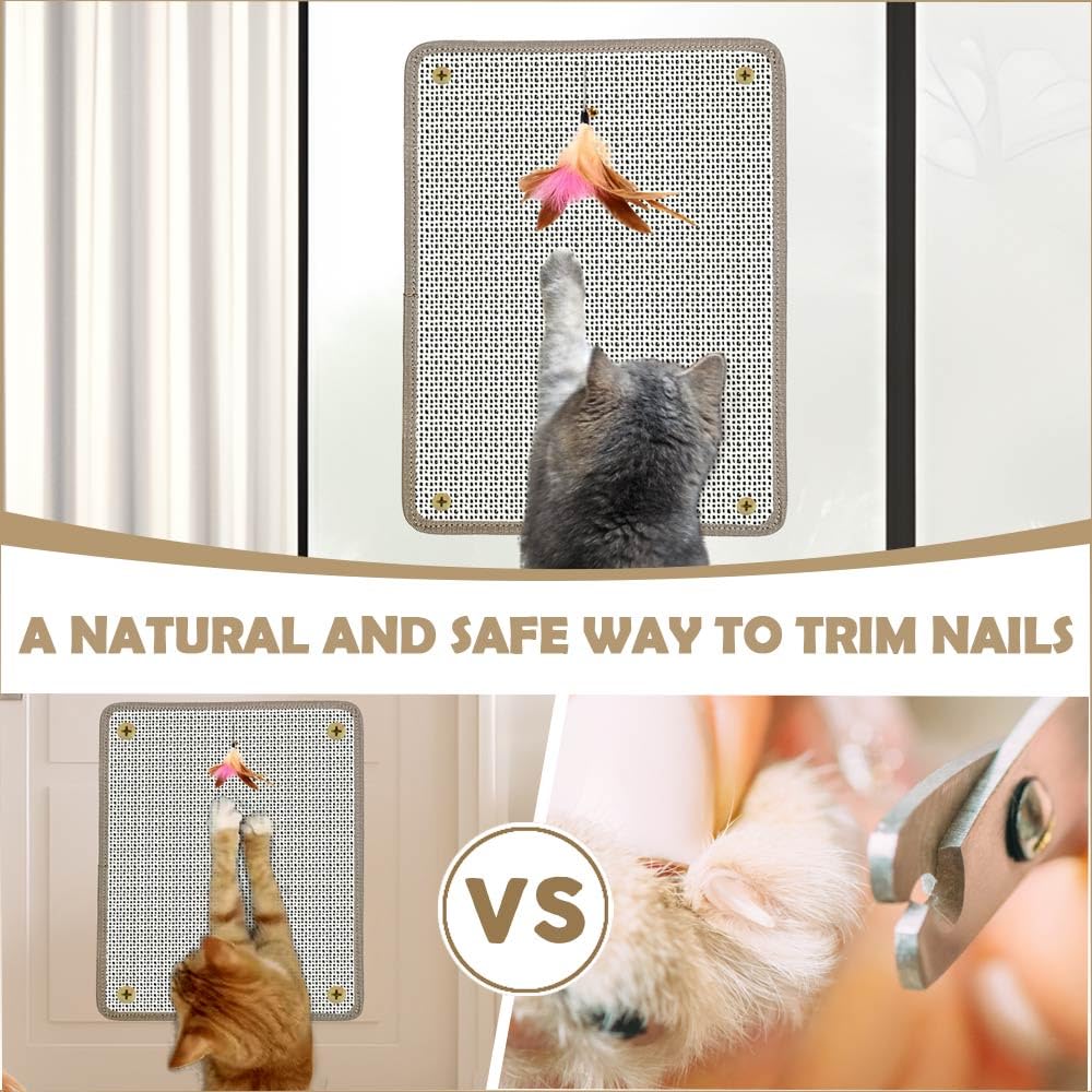 Deapher nail filing action illustrates cats engaging with the dual-action scratcher.