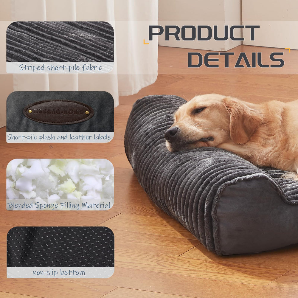 DEBANG HOME bed side view highlighting soft fabric and sturdy construction.